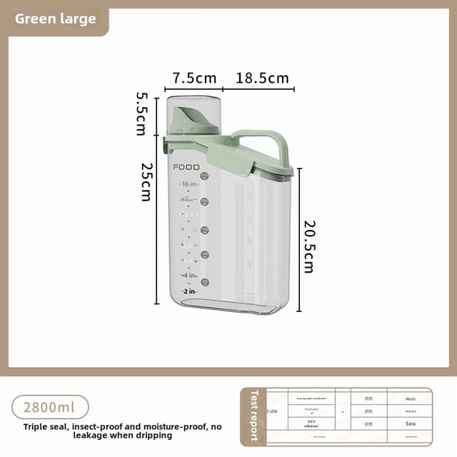 Modern Minimalist Airtight Storage Container with Transparent Design - 2800ml Light Grass Green Canister for Kitchen Pantry, Ideal for Grains, Rice, & Dry Goods, Moisture-Proof,