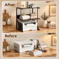 Large Black Printer Stand for Desk, Metal and Wood Office Organizer ...