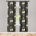 thumbnail image 3 of Ambesonne Halloween Curtains, Artwork Skull Bat Raven, Pair of 28"x63", Dark Grey Pale Yellow, 3 of 5