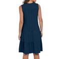 thumbnail image 5 of Summer Dresses for Women 2025, Women's Solid Short Sleeve V Neck Ruffle Dresses Sexy Elegant Club Party Tunic Mini Dresses Casual Vacation Dress(Navy,S), 5 of 9