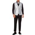 thumbnail image 2 of Chaleco sin mangas brillante de lentejuelas INSPIRE CHIC para hombres, corte ajustado en V, fiesta disco, corbata de moño, XL plateado, 2 of 5