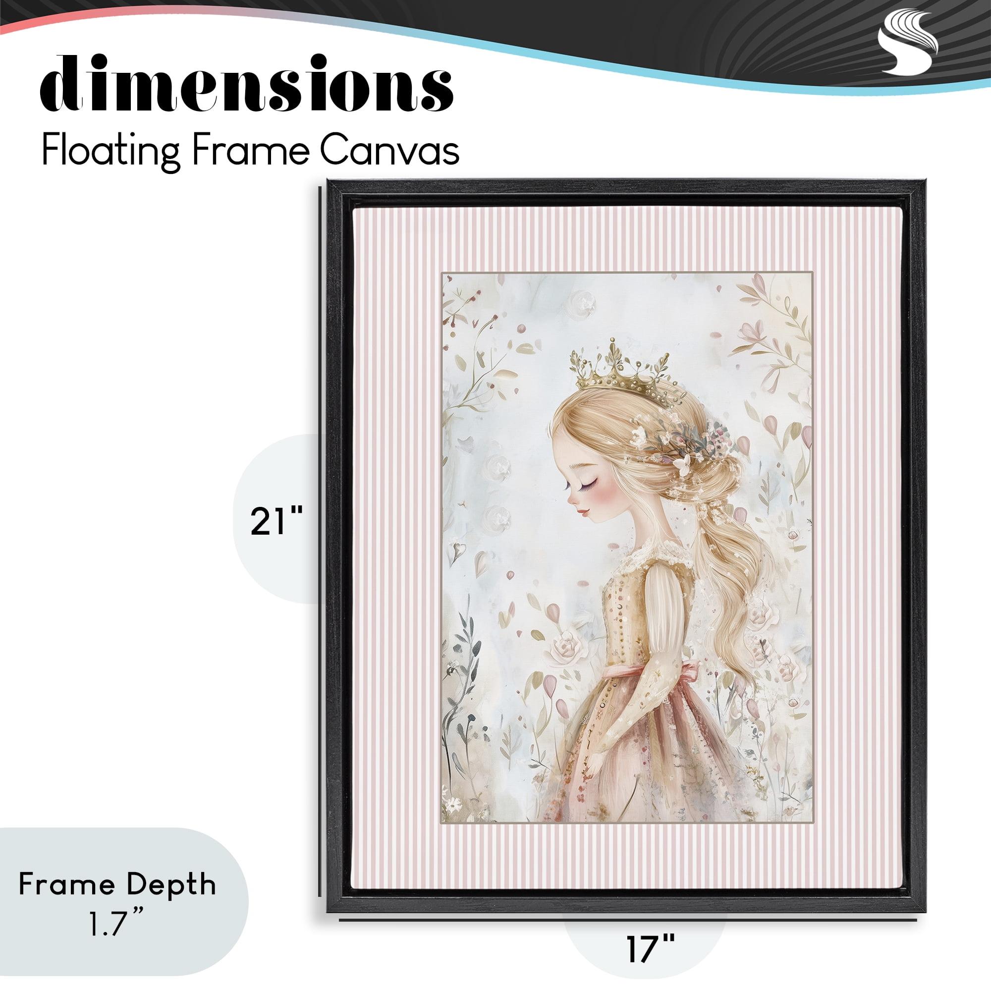 Stupell Industries Enchanted Dreams Princess Black Framed Floater Canvas Wall Art, design by Christine Simpson Art