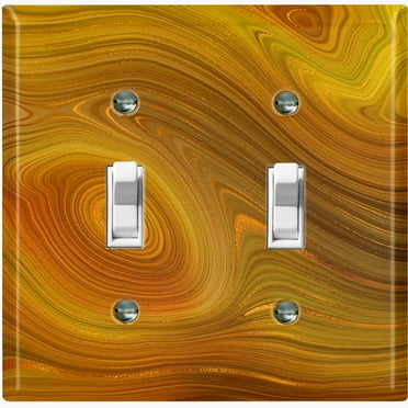 Metal Light Switch Plate Cover Image of Marble Brown Green Swirl MAR086