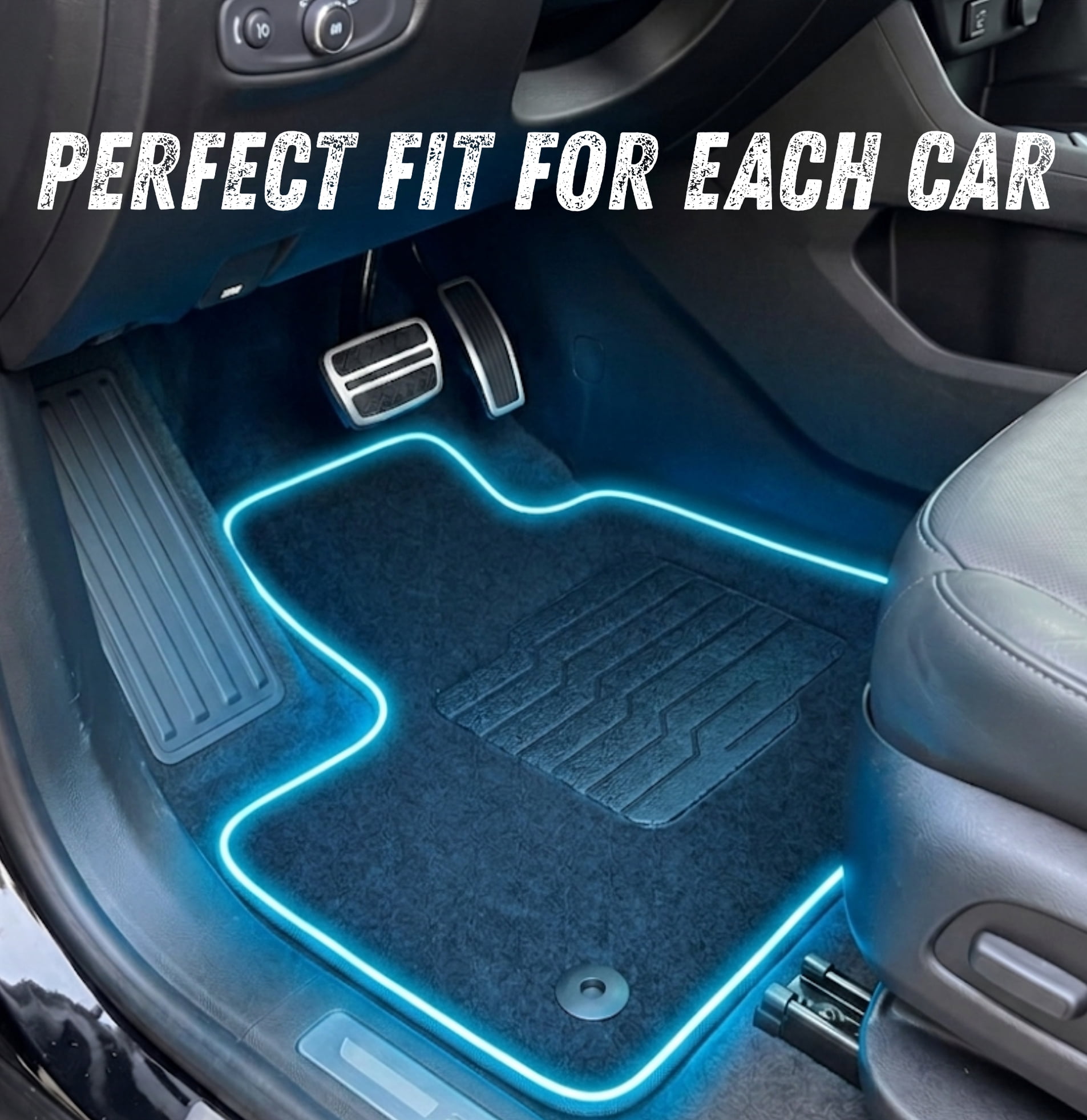 ecoMats Carpet Floor Mats for 2015 to 2024 Ford Edge with Non-Slip Heel Pad and Safety Locks,  Front and Rear, Black