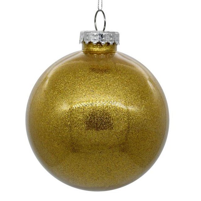 Vickerman N211537 Boule Transparente Pailletée Or Miel 6 Po - 4 par Sac