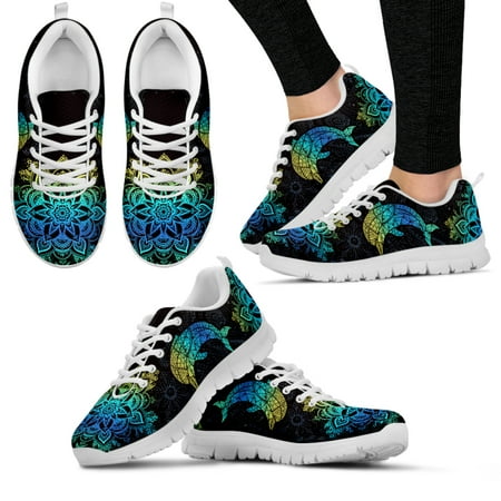 

Gradient Mandala Shoes Stylish Dolphin Print Casual Shoes Bohemian Outdoor Shoes Lace Up Sneakers Zapatos Planos