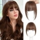 thumbnail image 1 of ORIGEN Flequillo con clip de cabello humano real con clip en flequillo tenue con patillas postizos extensiones de flequillo frontal falso para mujeres color marrón claro, 1 of 2