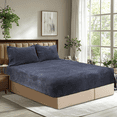 thumbnail image 5 of 3 Pieces Sherpa Fleece Fitted Sheet Queen - 1 Deep Pocket Fitted Sheet and 2 Piece Pillowcases Navy, 5 of 8