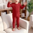 thumbnail image 2 of NIEWTR Little Girls Pajamas 2T 3T 4T 2Pcs Long Sleeve Crewneck Top and Elastic Waist Pants Set Snug Fit Sleepwear for Toddler Baby Girl Fall Winter Dailywear(A-Red,2-3 Years), 2 of 5