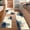 Beige/Colorful, variant on Decorative Carpet Set of Three ,Collection Modern, Abstract, Geometric,Warm Colors Area Rug this geometric floor mat brings texture without visual clutter.