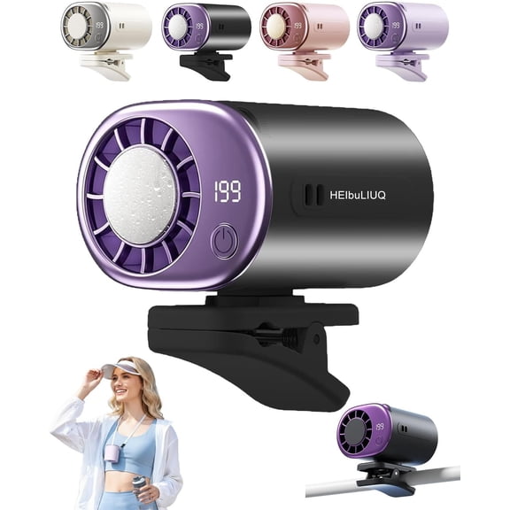 2026 Car Clip on Air Conditioner Fan with LED Display, Portable Mini Cooling System for Auto Vehicle, USB Rechargeable Battery Powered Gadget, 360° Rotation Adjustable 199 Speeds Truck Tent,Black
