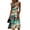 Green, variant on Oil Painting Ocean Wave & Sunset Print Sleeveless Round Neck Dress for Women - Ruched Waist A-Line Midi Summer Beach Vacation Gown, Retro Casual Sundress with Cinched Waist Orange S