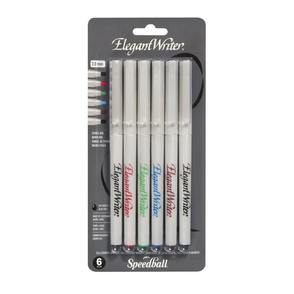 Elegant Writer Calligraphy Pen Set, 6 Colors, Fine Tip, Acid Free, Non Toxic