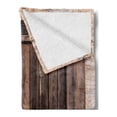thumbnail image 2 of Rustic Soft Flannel Fleece Throw Blanket, Aged Wooden Sliding Barn Door Vintage Texture Architectural Farm House Print, Cozy Plush for Indoor and Outdoor Use, 70" x 90", Brown Beige, by Ambesonne, 2 of 5