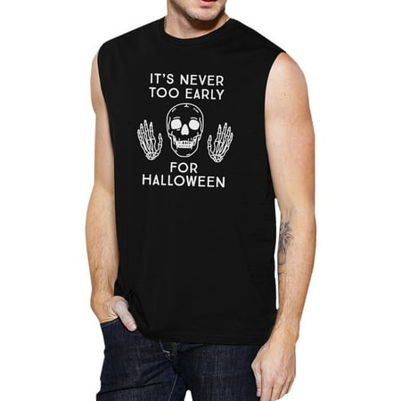 Never Too Early For Halloween Muscle Tanks Mens Black Graphic Top