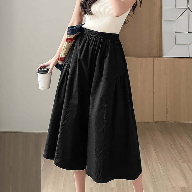 Diufon Summer Pants Skirt for Women 3/4 Length Pleated