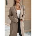 thumbnail image 3 of Fall Long Sleeve Cardigan Sweaters for Women Trendy Winter Open Front Loose Knitted Cardigan with Pockets Camel L, 3 of 8