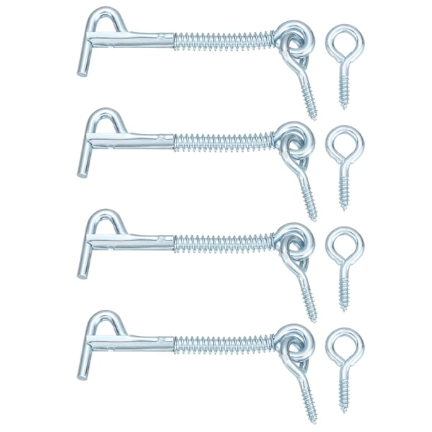 4Pcs 3" Gancho de ojo de cabina, gancho y pestillo de seguridad de acero al carbono galvanizado para puerta de ventana de madera, Azul Blanco