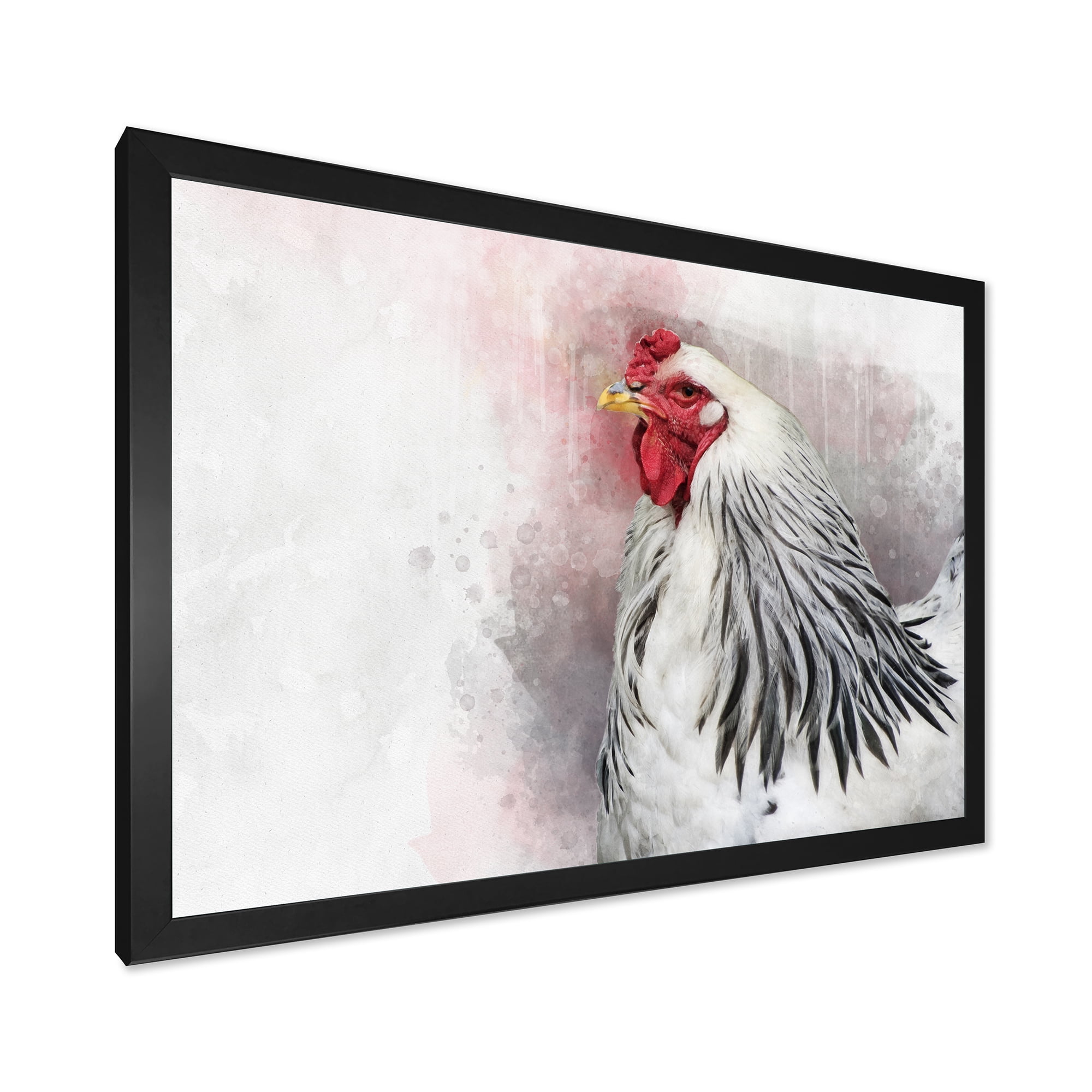 Designart 'Close Up Of White Columbia Brahma Rooster Bird' Traditional Framed Art Print