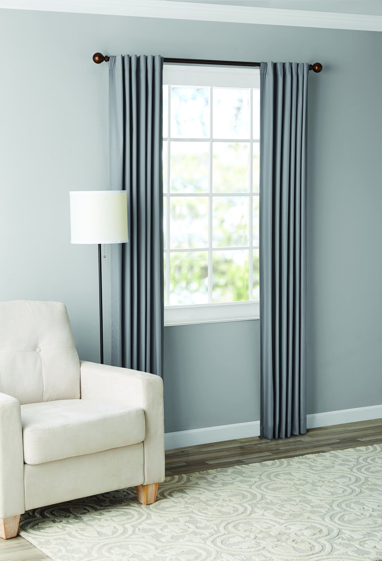 Mainstays Solid Blackout Curtain Panel, 1 Panel, Gray, 50" W x 84" L