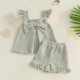 thumbnail image 2 of Ccpelsie Toddler Girl Summer Short Outfit Sets Cotton Short Sleeve Tops Tees Shorts Clothing Sets(Light Green,6-12 Months), 2 of 4