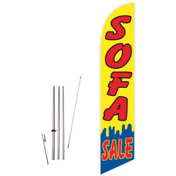 Cobb Promo Sofa Sale Yellow Feather Flag with Complete 15ft Pole kit and Ground Spike