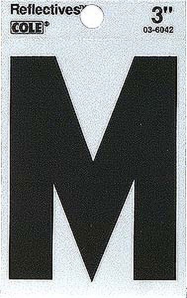 Hillman 3 in. Reflective Black Vinyl Self-Adhesive Letter M 1 pc