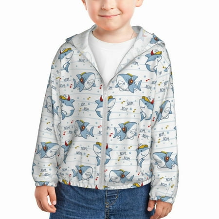 

Lukts Music Shark Print Children s Long-Sleeved Sun Protection Clothing Hooded Sweatshirts for Boys and Girls Outdoor Sports-18 Months