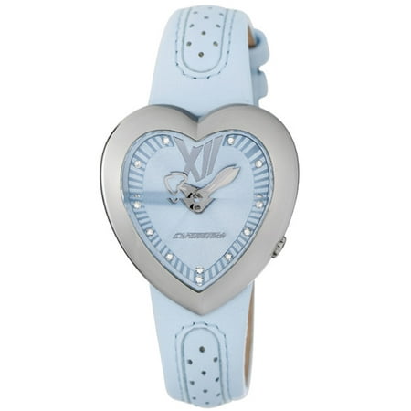 Chronotech CT.7688M/04 Crystals Light Blue Leather Heart-Shaped Watch