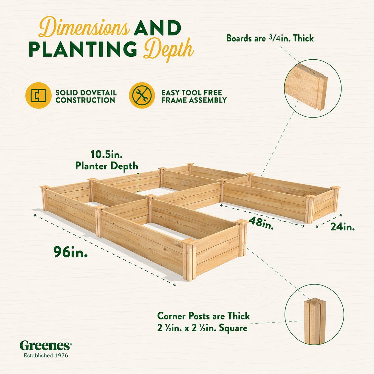 Greenes Fence  8' x 8' x 10.5" (3/4" Thick) U-Shaped Premium Cedar Raised Garden Bed
