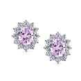 thumbnail image 2 of Bling Jewelry Womens Traditional Bridal CZ Halo Oval Stud Clip-On Earrings for Non-Pierced Ears, 2 of 6