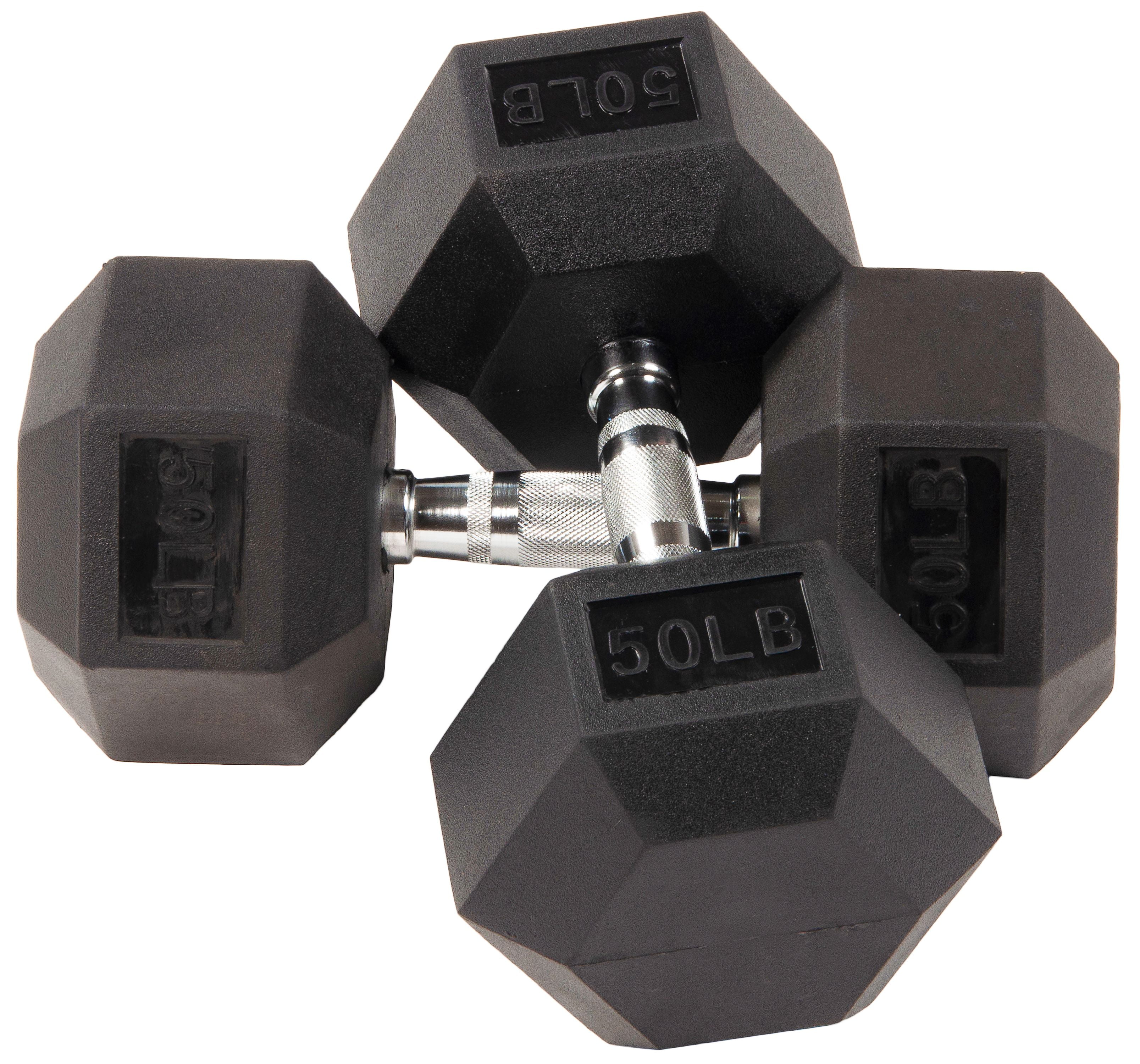 Everyday Essentials Rubber Encased Hex Dumbbells 50 Lbs Pair Walmart 