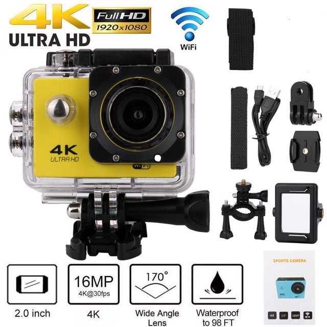 Cámara de vídeo deportiva 4K impermeable, cámara digital WIFI para exteriores, 1080p F60