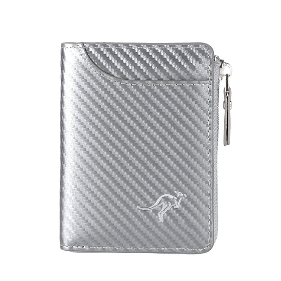 BRICH Men's Rfid Blocking Wallet Zipper Medium Size Wallets Credit Card Holder 03-Silver One Size