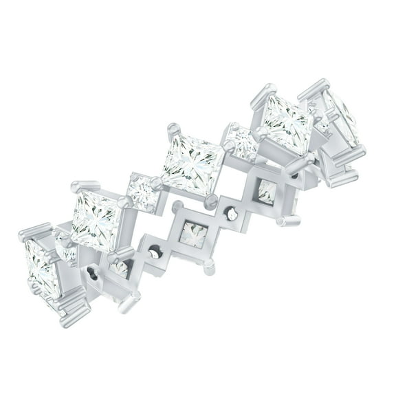 Rosec Jewels Lab Created Diamond Eternity Ring - Designer Wedding stacking Ring - EF-VS Grade, 925 Sterling Silver, US 4.00