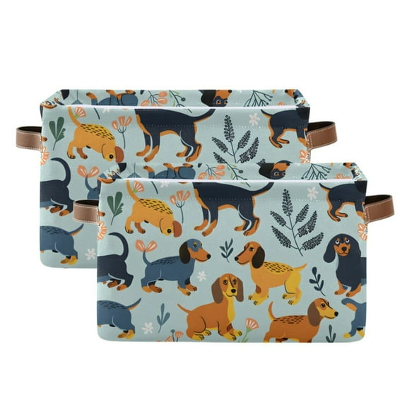 Ryvnso Dachshund Dogs Storage Basket Large Bin Foldable Boxes Toys Organizer 14.2x10.2x8.3in 2 PCs