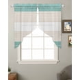 thumbnail image 2 of Turquoise Beige Stripe Swag Valances for Windows, Modern Art Horizontal Striped Rod Pocket Sheer Valances for Small Windows, Swag Toppers Light Filtering for Kitchen Living Room 2 Panels 28''x36'', 2 of 6