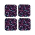 thumbnail image 2 of Kll Square Drink Coasters Set Of 4,Pu Leather Absorbent Coasters Set Decorative Coffee Cup Coasters Housewarming Gift For Home Decor-Purple Butterfly, 2 of 9
