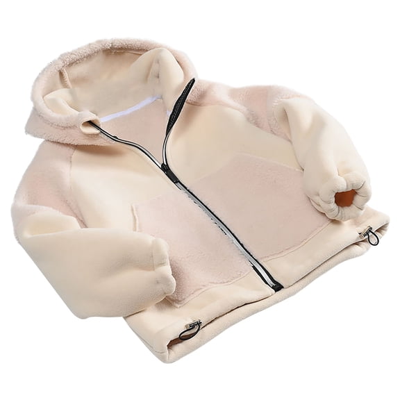 Winter Vest Boys Girls Jacket, Bear Ears Solid Color Plush Cotton Coat, Warm Fleece Hoodie,Kids Long Sleeves Warm Sweatshirt Gift