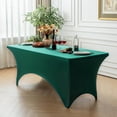 thumbnail image 5 of FOLINS&HOME Green 6FT Fitted Spandex Tablecloth, Waterproof Wrinkle Free Washable Elastic Table Cover for 6 Foot Rectangle Folding Tables, Stretch Rectangular Table Cloth for Wedding, Banquet, Party, 5 of 9