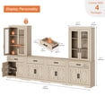 thumbnail image 2 of WAMPAT Farmhouse Entertainment Center with Bookshelf for TVs up to 70",Mid Century Modern TV Stand with 73"H Tall 5-Tier Bookcase with Open Storage and Barn Doors for Living Room,Bedroom,Beige, 2 of 7