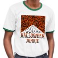 thumbnail image 2 of Halloween Junkie Bats Ringer Tee Shirt Unisex Medium White/Kelly Green, 2 of 5