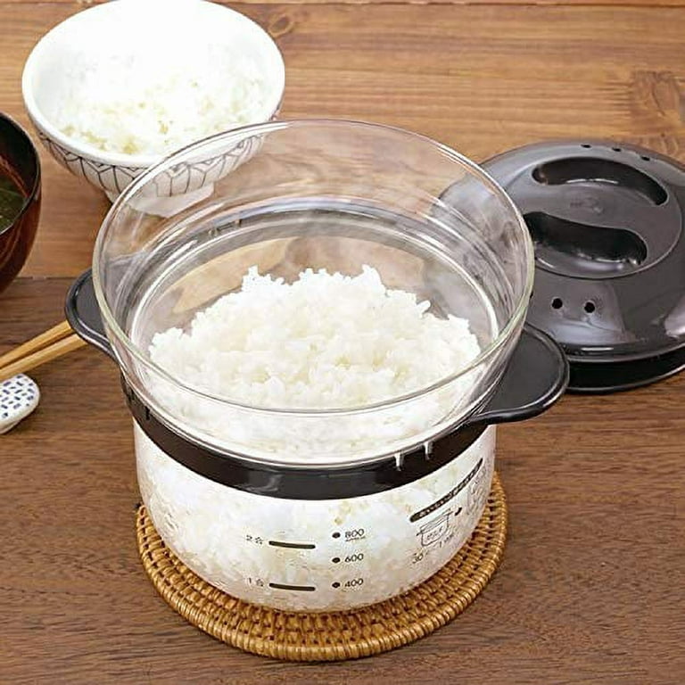 HARIO Glass Range Rice Pot 1-2 Go Microwave Black 1-2 Go Made in