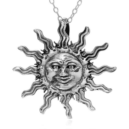 Brinley Co. Women's Sterling Silver Smiling Sun Face Pendant Fashion Necklace