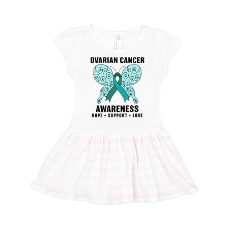 

Inktastic Ovarian Cancer Awareness Hope Support and Love Gift Toddler Girl Dress