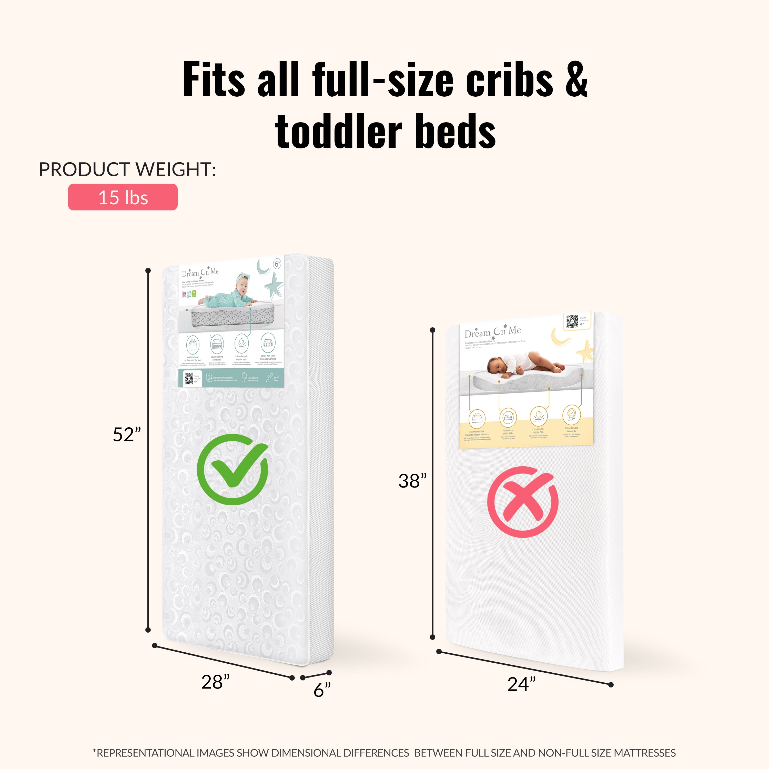 Dream on Me 2-in-1 Breathable 150 Ultra Coil Crib & Toddler Innerspring Mattress