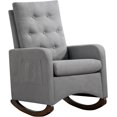 thumbnail image 3 of QinaQin Upholstered Rocking Chair in Fabric, Light Gray, 3 of 7