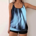 thumbnail image 2 of Dgankt Bathing Suit for Women Women's Blue Motion Blur Ombre Tankini Set - Double Strap Flowy Swim Top & Black Bottoms for Poolside Sunbathing, Resort Cabana Relaxation & Summer Lounging S-5XL, 2 of 5