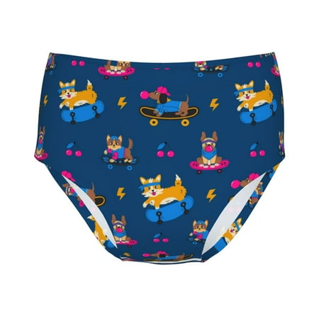 Girls Underwear  Dogs Riding Skateboard Soft Breathable Cotton Girls Panties  Kids Cute Stretch Underwear Brief for Teen and Toddlers Girls