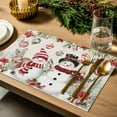 thumbnail image 4 of Christmas Placemats Set of 6, Christmas Snowman Deer Place Mats Pine Tree Branch Poinsettia Balls Placemat Table Decoration for Kitchen Table Dinner Xmas Party Decor Indoor Outdoor 13x19 Inch, 4 of 9